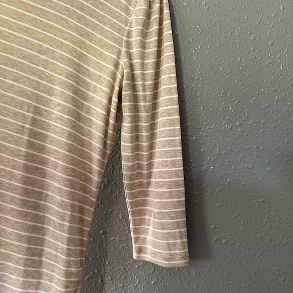 Michael Kors women’s small tan and white striped half-sleeve blouse top,… - Picture 3 of 7